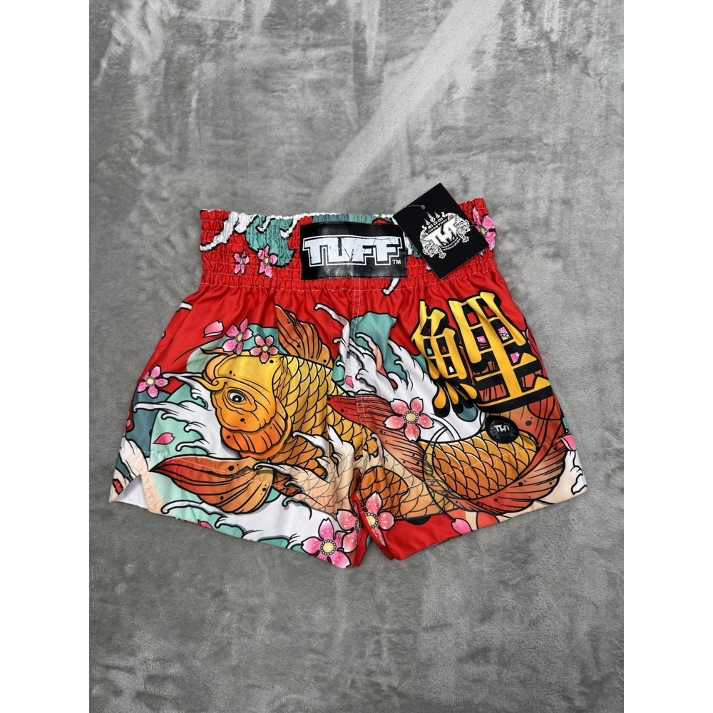 TUFF Muay Thai Boxing Shorts Small S Koi Fish Ocean Wave Fighting Kickboxing MMA